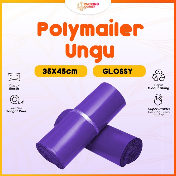 

Murah Plastik Packing Polymailer Warna Ungu 35X45 Isi 100 Pcs Tebal Gloosy Bergaransi