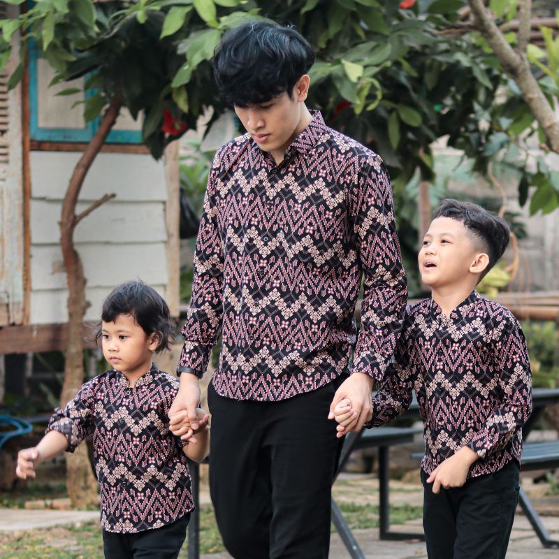 Kemeja Batik Pria Rosegold Pink Batik Anak Slimfit Batik Couple Ayah Anak