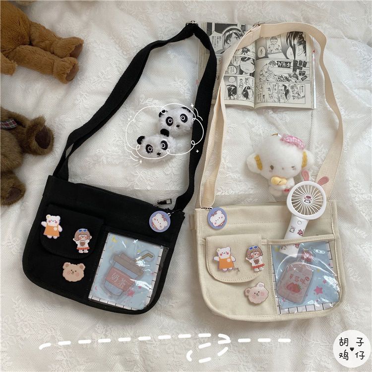 ✣✷❍Sera Versi Korea INS Vintage Cute Girl Kanvas Tas Kecil Harajuku Jepang Kartun Lembut Gadis Tas Bahu Messenger Tas