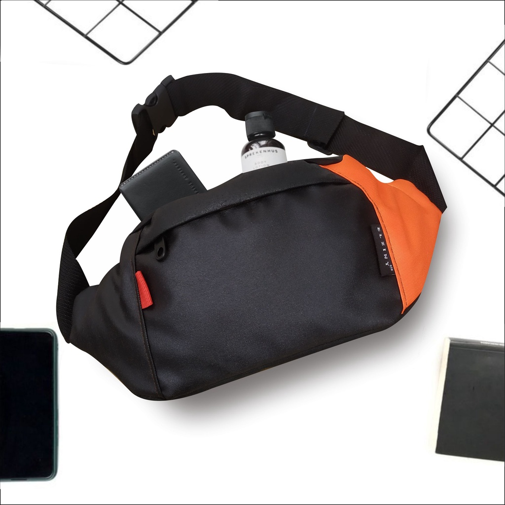 Tas Selempang Pria Slempang Bahu Waistbag Oval Model Kasual Kombinasi 2 Warna - PG 8817