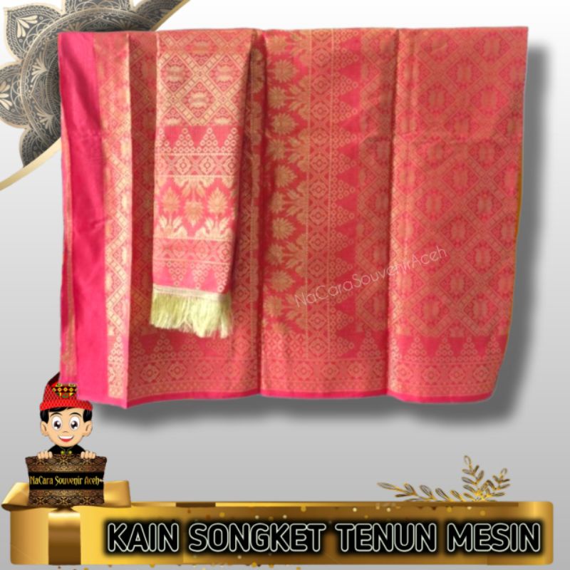 KAIN SONGKET TENUN MESIN Motif Pintu Aceh | Kain Tradisional Aceh || NaCaraSouvenirAceh