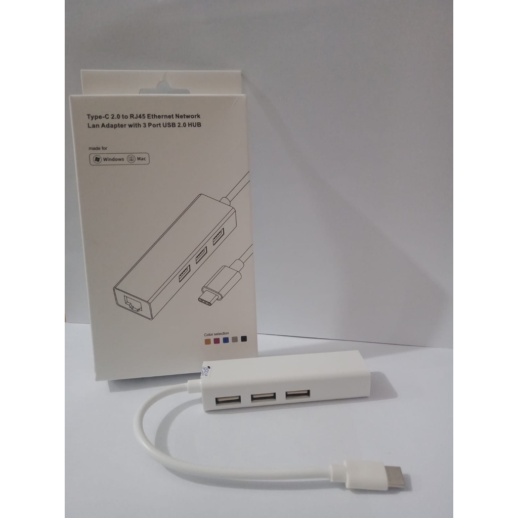 USB Type C to USB Hub 3Port with LAN Ethernet Adapter