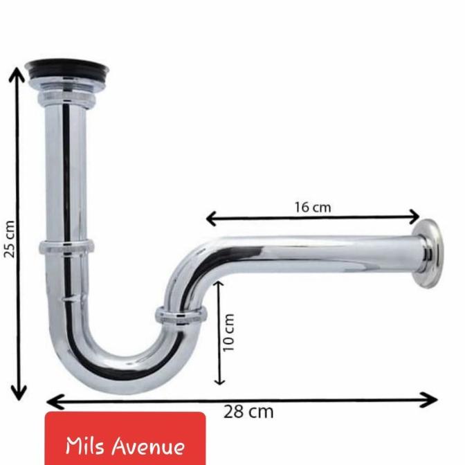 Sifon + Afur Wastafel Stainless Steel VOLK Set Leher Angsa Siphon Avur