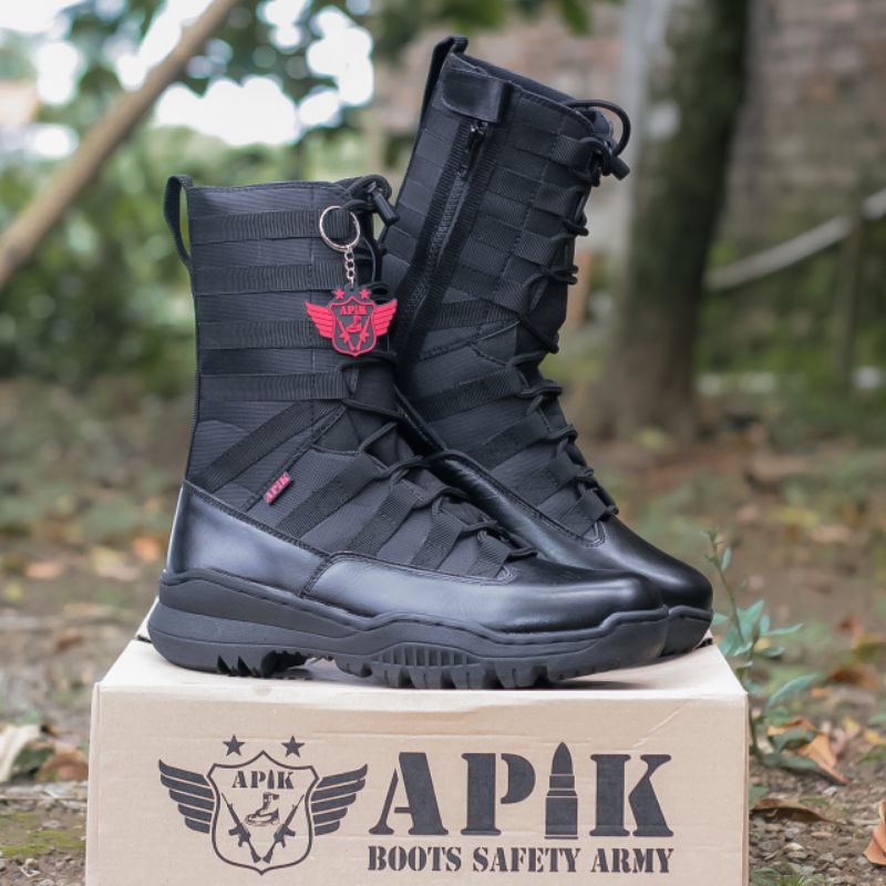 SEPATU PDL NINJA MODEL TERBARU BAHAN KULIT SAPI ASLI MERK APIK SEPATU PDL DINAS LAPANGAN TNI POLRI SECURITY SATPAM SEPATU BOOTS PRIA DAN WANITA