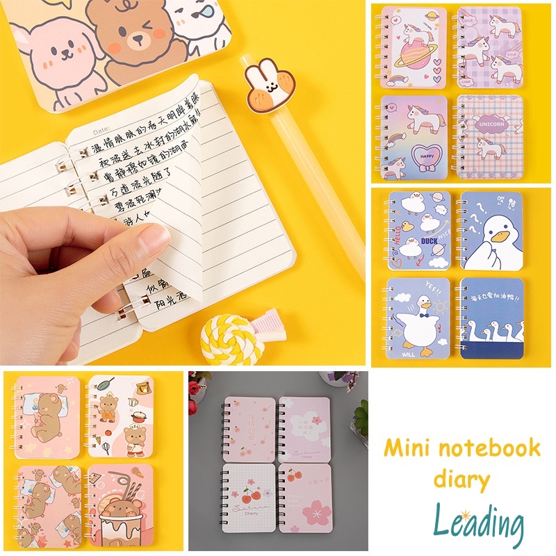 A7  Rollover Coil Buku Notebook Mini Kartun Lucu Mini Notebook Diary Portable Notebook Journal Alat Tulis-Le-6