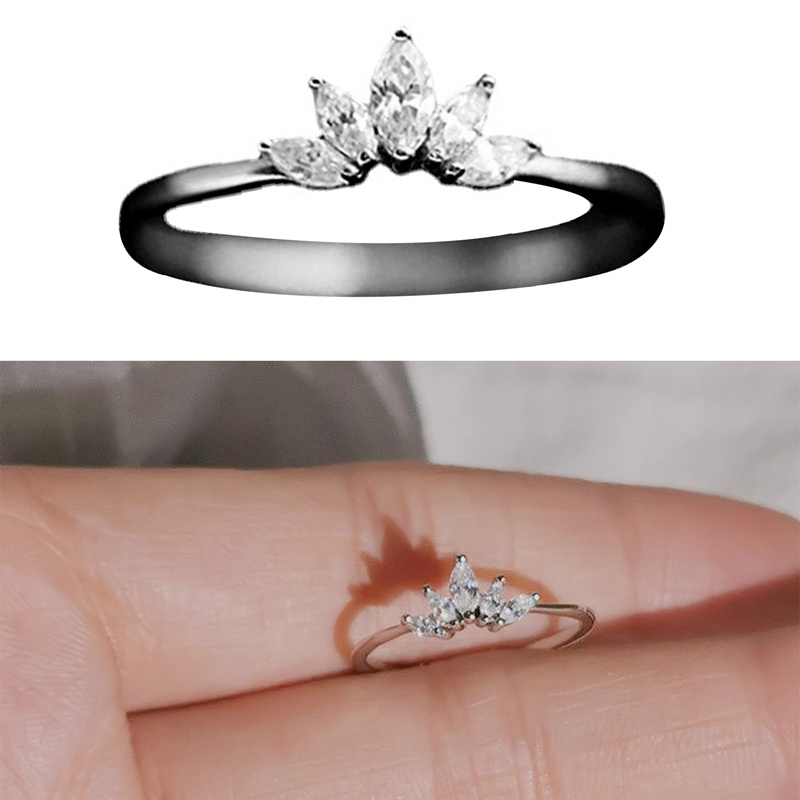 Fancyqube 1Pc Cincin Model Terbuka Adjustable Desain Bunga Aksen Berlian Imitasi