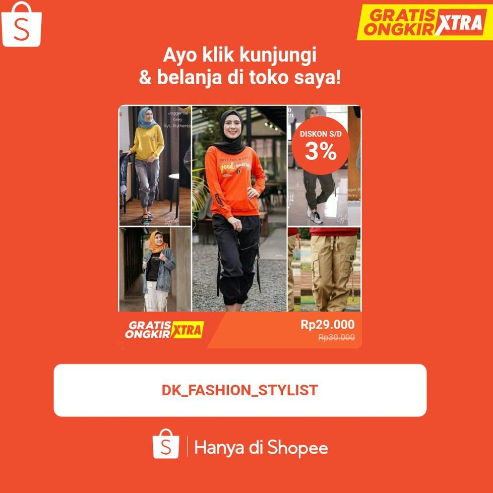 Celana Cargo wanita Joger Murah Kekinian cargo unisexKain drill S M L XL XXL XXXL  40-70 kg ‣ BAG.18