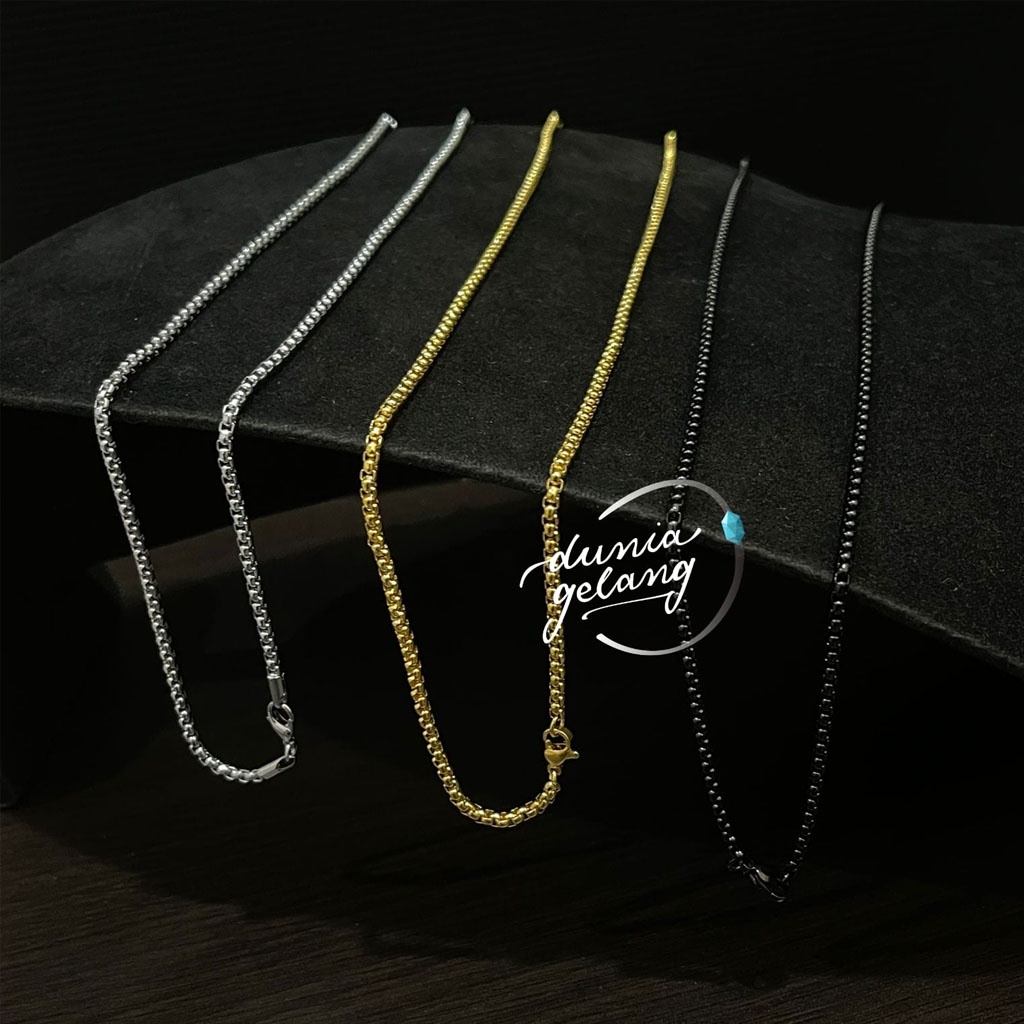 KALUNG TITANIUM RANTAI TEBAL SILVER GOLD HITAM / KALUNG PRIA WANITA ANAK