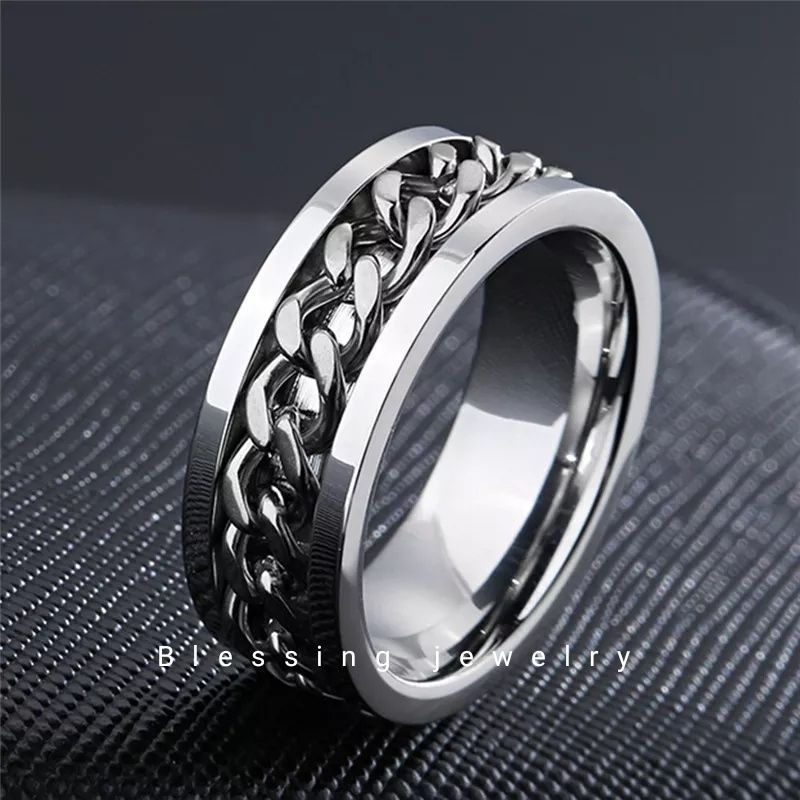 Cincin Model Rantai Titanium Antikarat Terbaru Pria dan Wanita