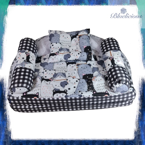 Kasur Lipat Kelambu Bayi - Set Bedding lipat  - Matras Baby Motif Mix