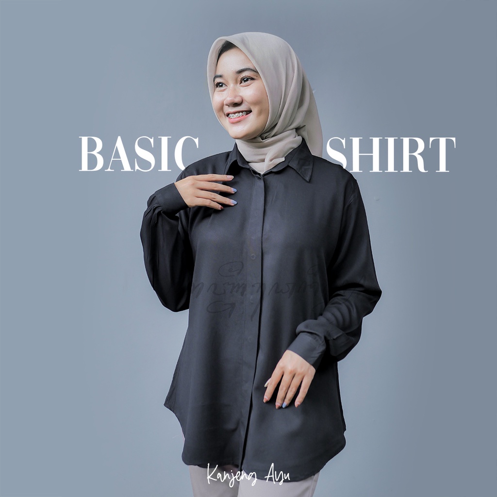 Kemeja Wanita Basic Polos Rayon Twill Premium