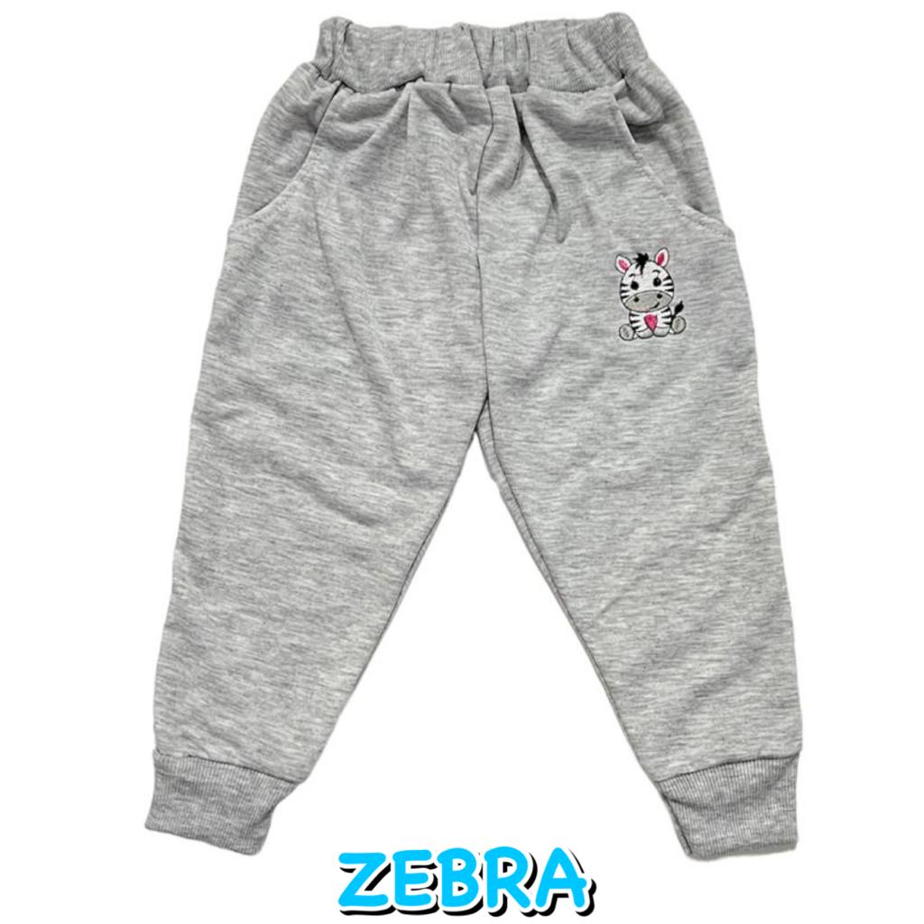 (1 KG BISA MUAT 11 PCS) CELANA PANJANG JOGER RIB SANTAI FASHION ANAK ABU ZEBRA