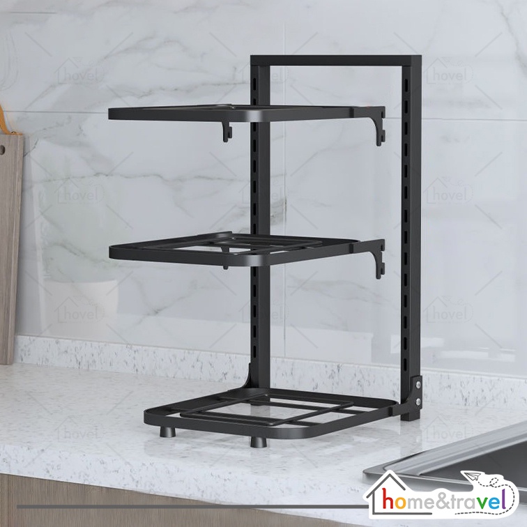 HOVELSHOP Rak Panci Dapur Bawah Wastafel Susun Pot Kabinet Stainless Steel Tingkat Serbaguna