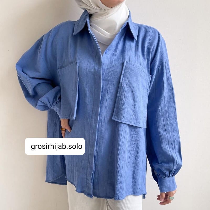 (MSB) KEMEJA VALESKA OVERSIZE FULL KANCING BLOUSE WANITA POLO LINEN