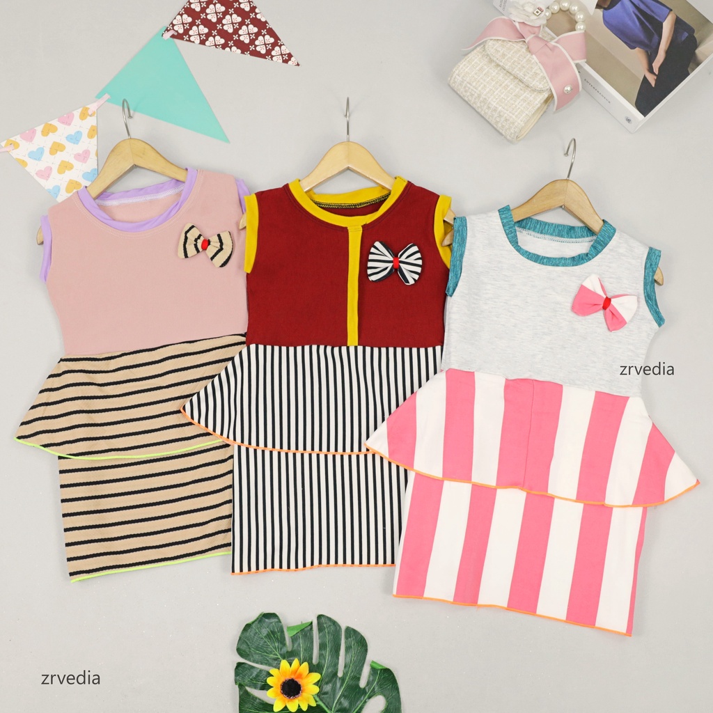 Dress Viona Kensi uk 1-6 Tahun / Dress Lengan Kutung Murah Balita Anak Perempuan Dres Import Blouse