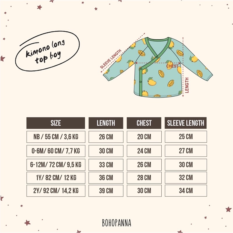 Bohopanna Kimono Long Top NB-2th / Setelan Bayi