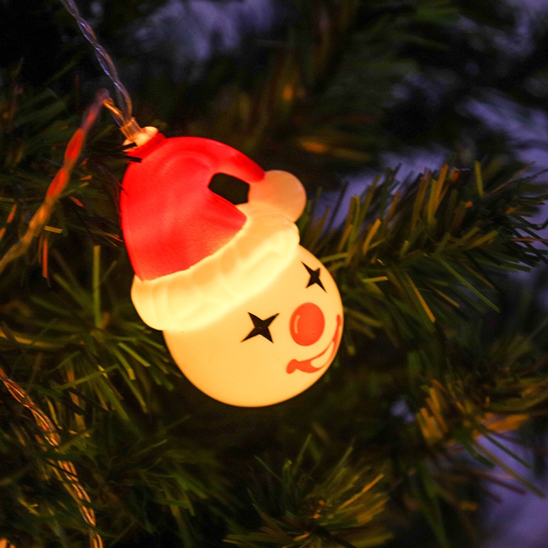 Lampu String LED 1.5m Bentuk Kartun Snowman Badut Tenaga Baterai Untuk Dekorasi Natal