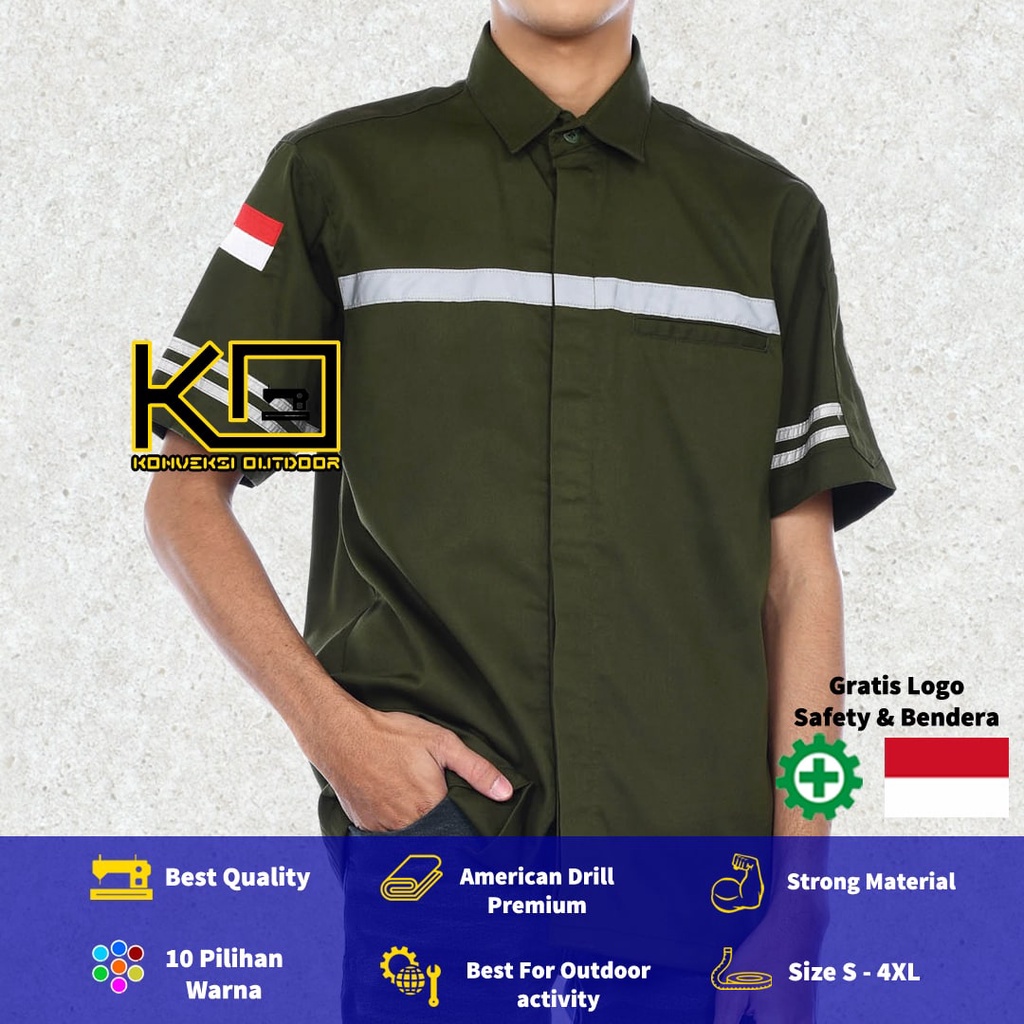 JUMBO - KEMEJA WEARPACK BAJU SAFETY K3 OUTDOOR INDOOR LENGAN PENDEK 3XL 4XL- Baju Seragam Kemeja Kerja Pdl Lapangan Proyek Bangunan Tambang Alat Berat PLN Enginer Instalasi Mesin werpek werpak sefti Scotlit XXXL XXXXL By Konveksi Outdoor