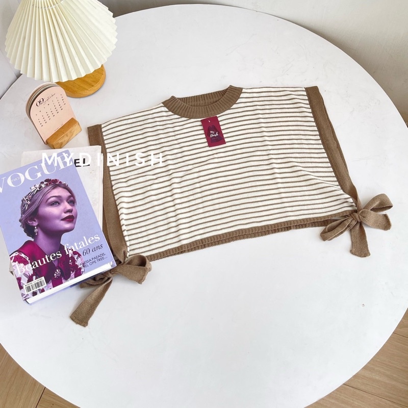 Laras Vest Stripy - Atasan Rompi Vest Wanita Motif Setrip