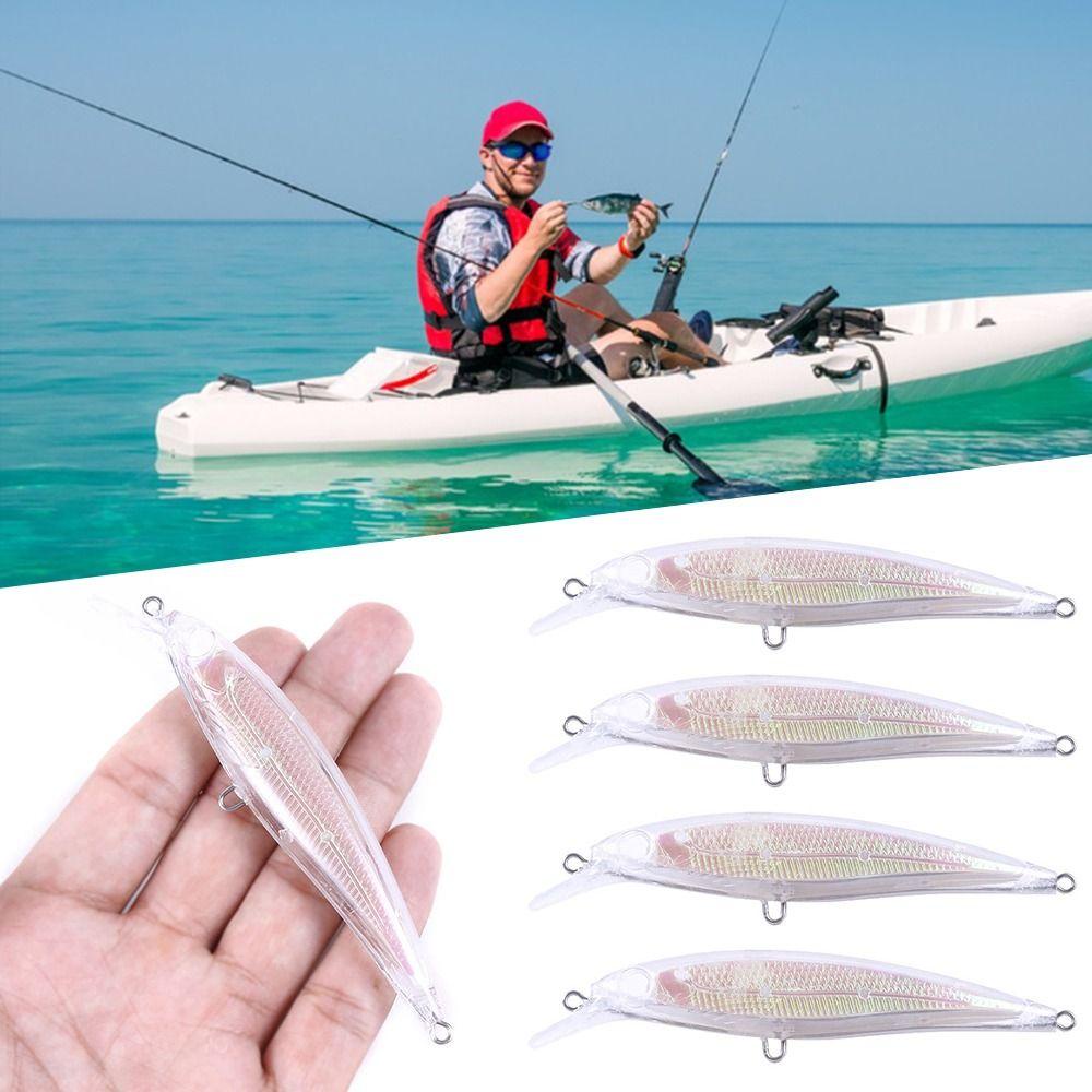 Preva 5pcs Umpan Embrio Body Portable Lifelike Eyes Tackle Treble Hooks Crankbait