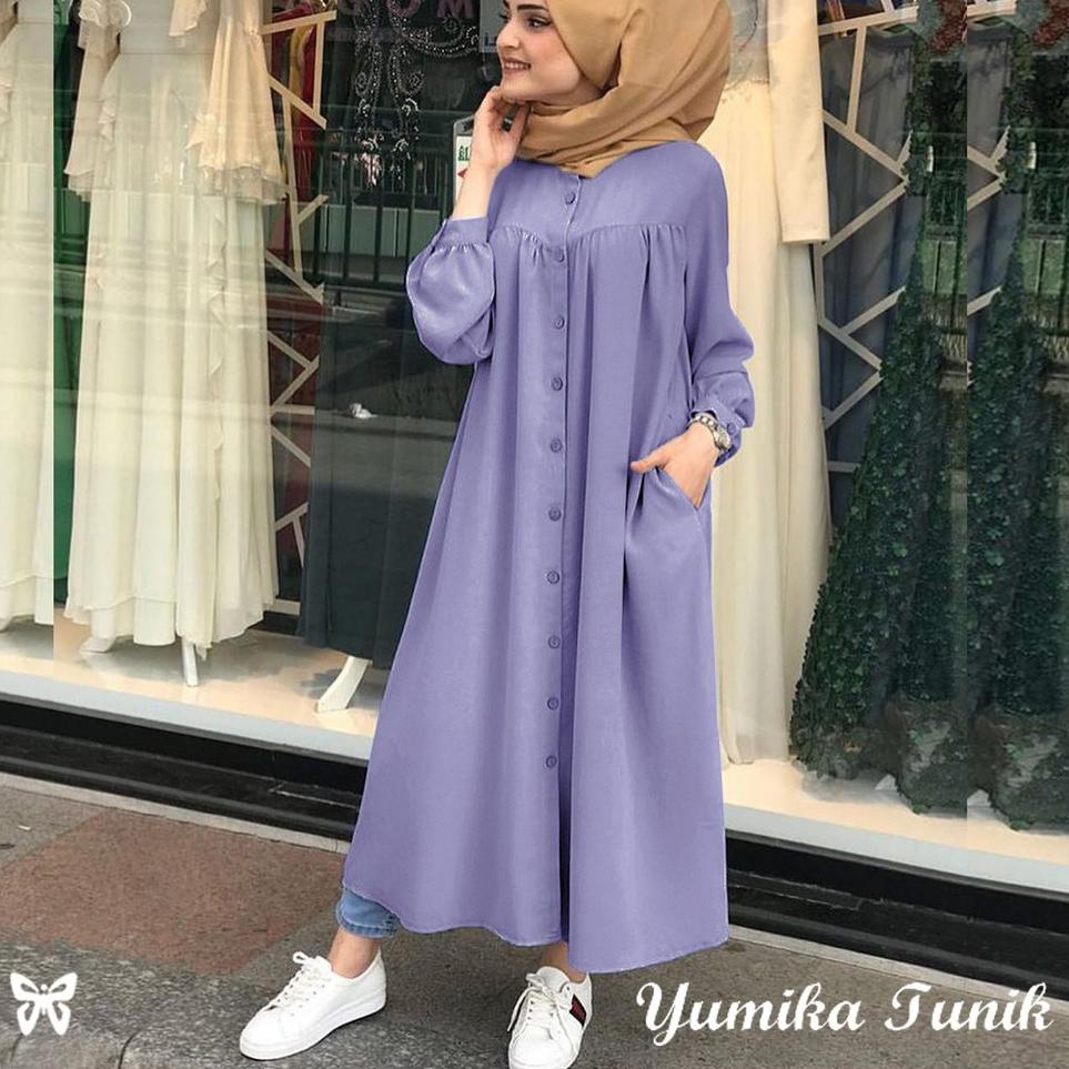 Terlaris KZ6TR HOPYLOVY - YUMIKA LONG DRESS TUNIK PANJANG WANITA 33