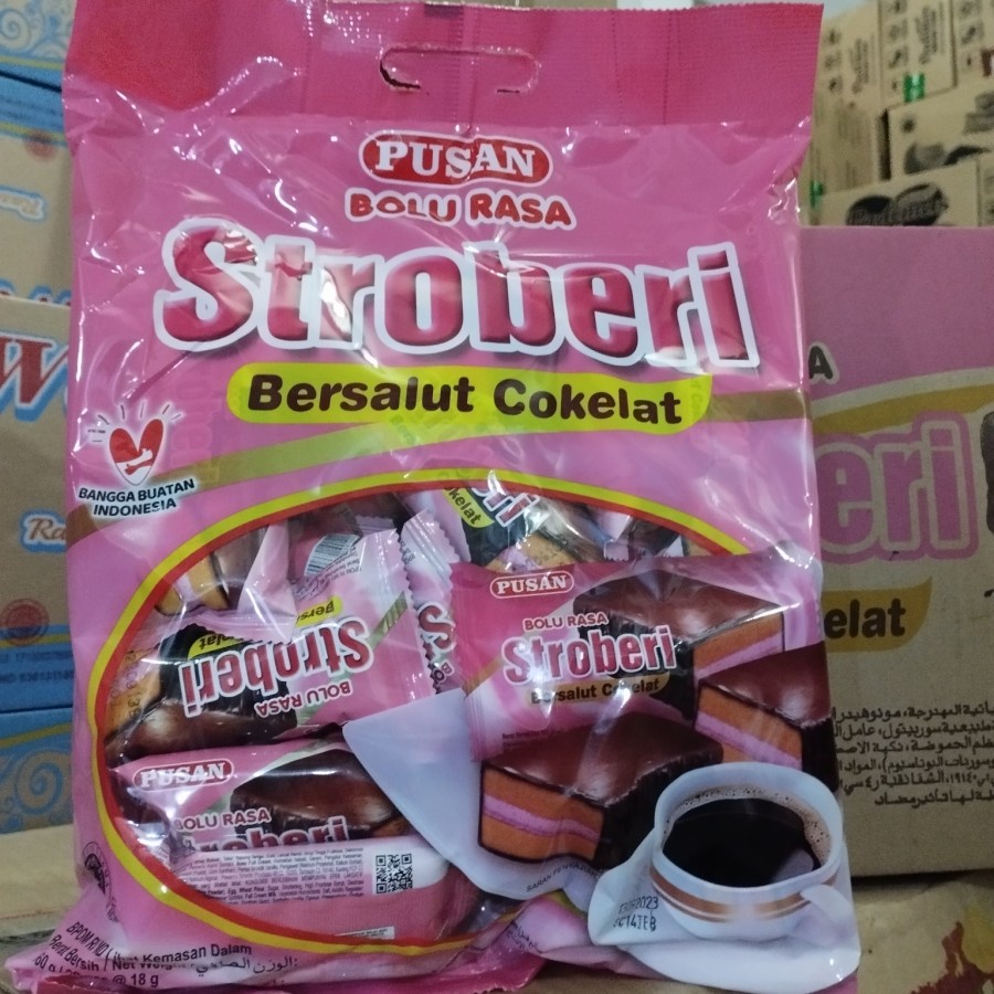 

pusan bolu stroberi salut cokelat 360gr