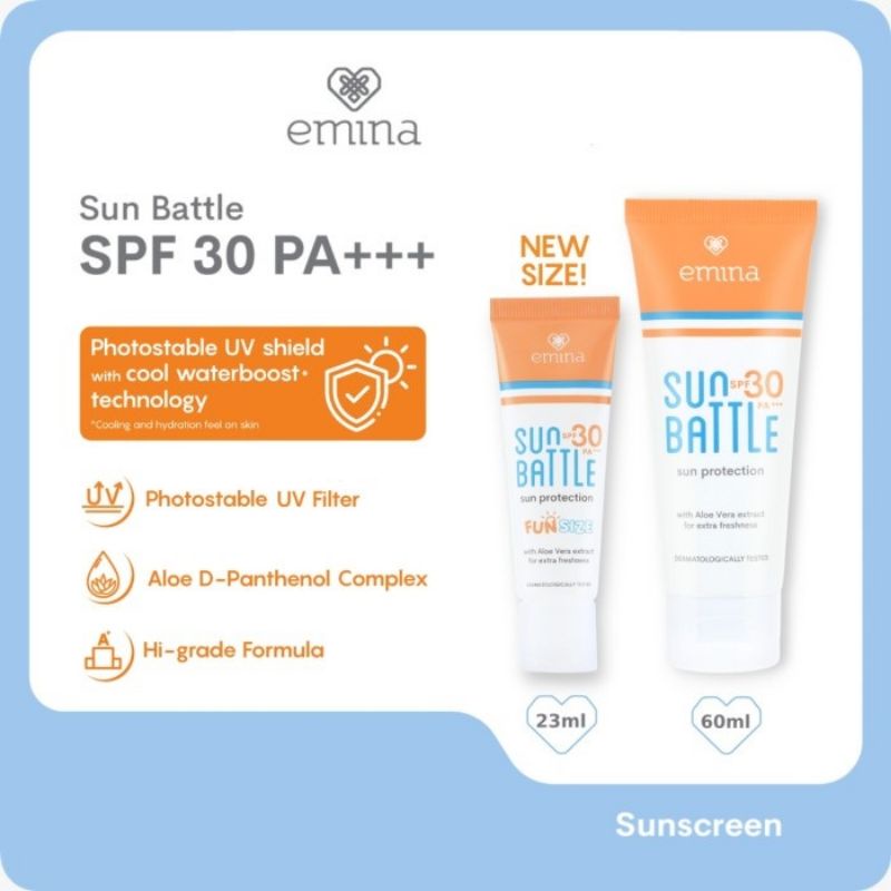 EMINA Sun Battle Protection SPF 30 PA+++ 60ML / 23ML Sunscreen Wajah