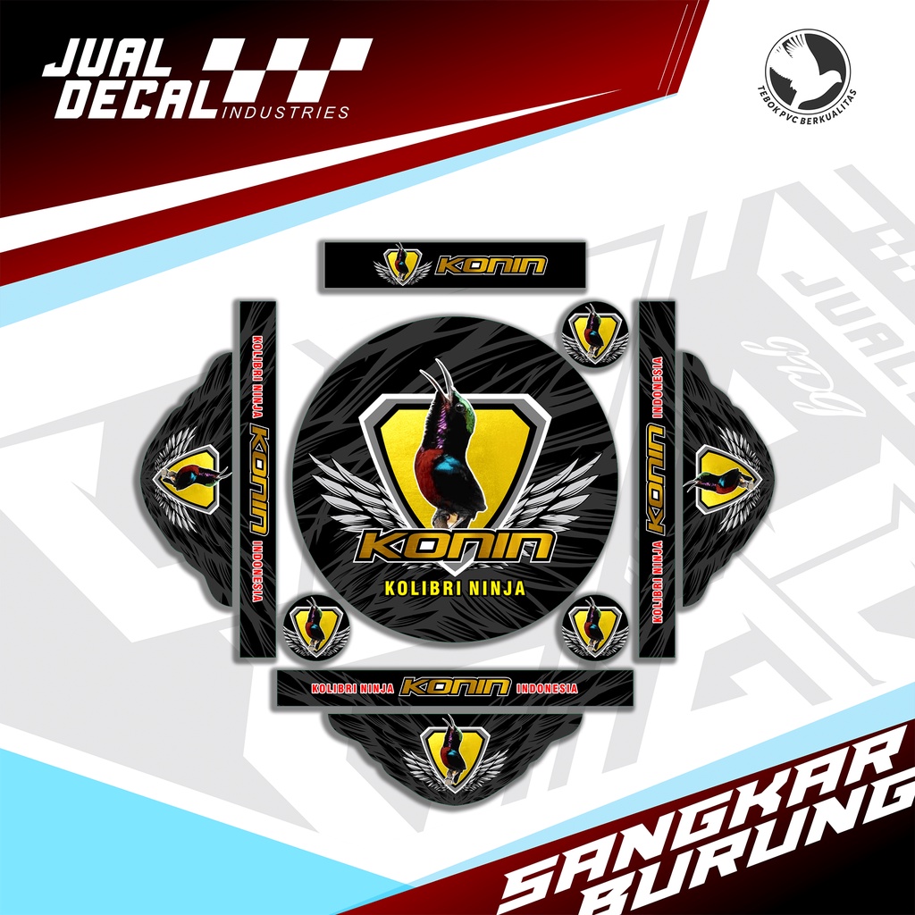Stiker Tebok Sangkar Burung KONIN Kolibri Ninja Decal Kandang Bulat Lovebird Bisa Custom Desain
