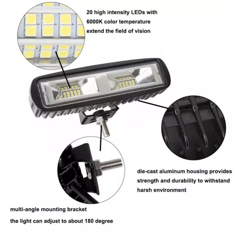 Lampu Tembak Sorot 24 Volt LED CWL 16 Mata BESI BAR CREE Truk Bus Canter Tronton Tractor Depan Utama Lurus Worklight Laser Offroad Truck Bis Fuso Bar Cree LightBar Work Light Motor Mobil Excavator Putih Waterproof Panjang Alluminium Pabrik Alat Berat