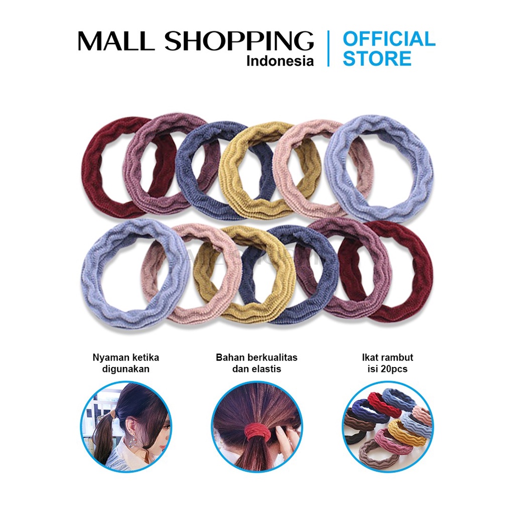 Ikat Rambut Elastis Wanita Isi 20 PCS No Box Fashion Wanita Korea MALLSHOPPING