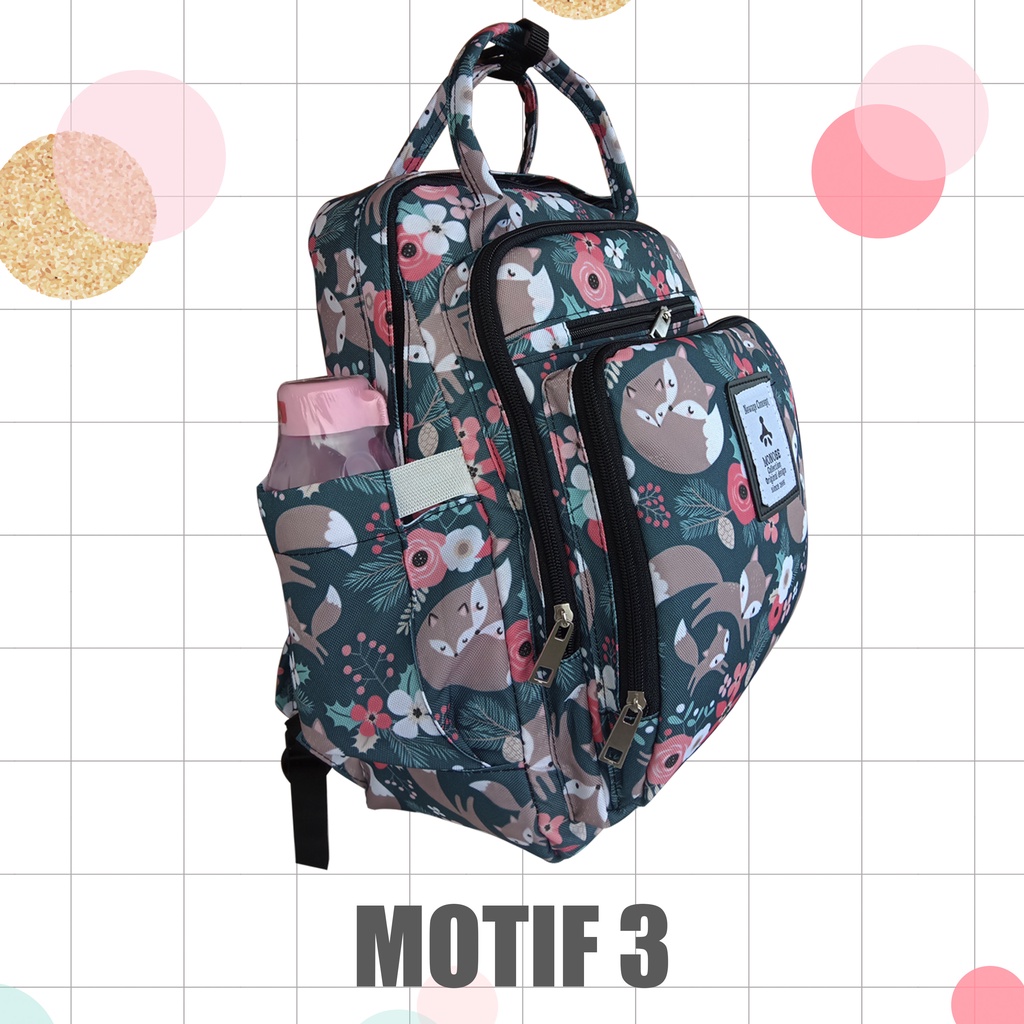 Diaper Bag MONOBE Ukuran 14 Inch - Tas Bayi Ransel Sekat Lengkap - MOJI