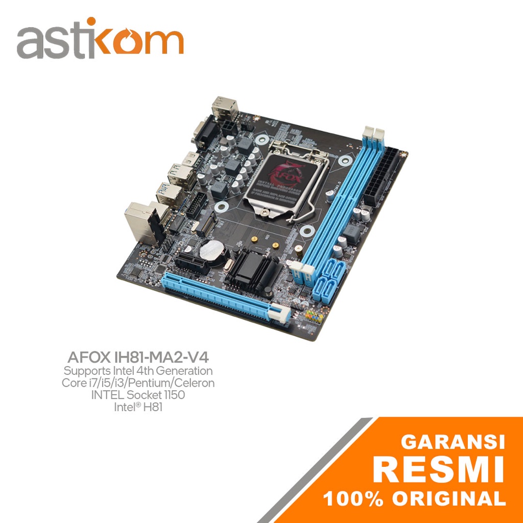 Motherboard AFOX H81-MA2-V4 LGA 1150 Haswell | By Astikom