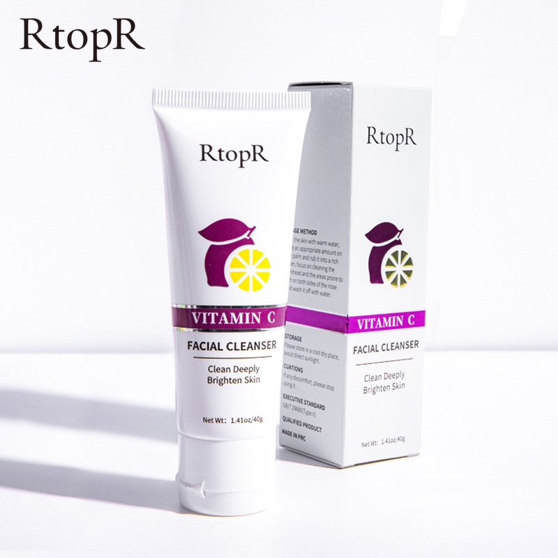 RtopR Vitamin C Facial Cleanser Pelembap Penghilang Komedo dan Kontrol Minyak Mengecilkan Pori-pori Perawatan Kulit