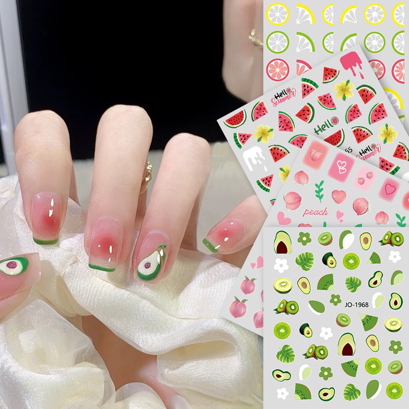 Sticker Dekorasi 3D Kuku Hiasan Stiker Kuku Tipis Ultra Thin Waterproof Model Kartun Buah Bunga Karakter Lucu Unik Cantik Elegan Cocok Untuk Anak anak Hingga Wanita Dewasa Nail Art Manicure Sticker