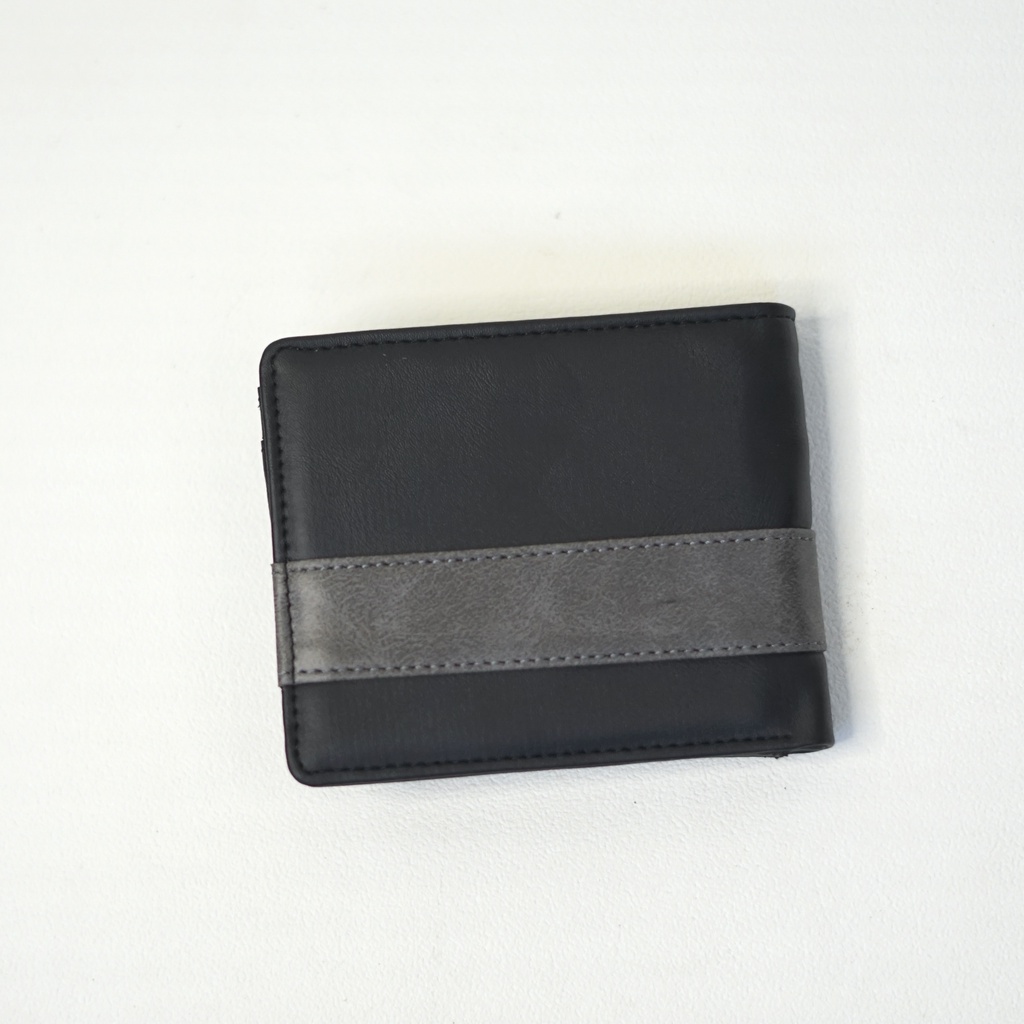 DOMPET LIPAT PRIA ZA-117 KULIT SINTETIS PVC ZA-117 HORIZONTAL BLACK GREY