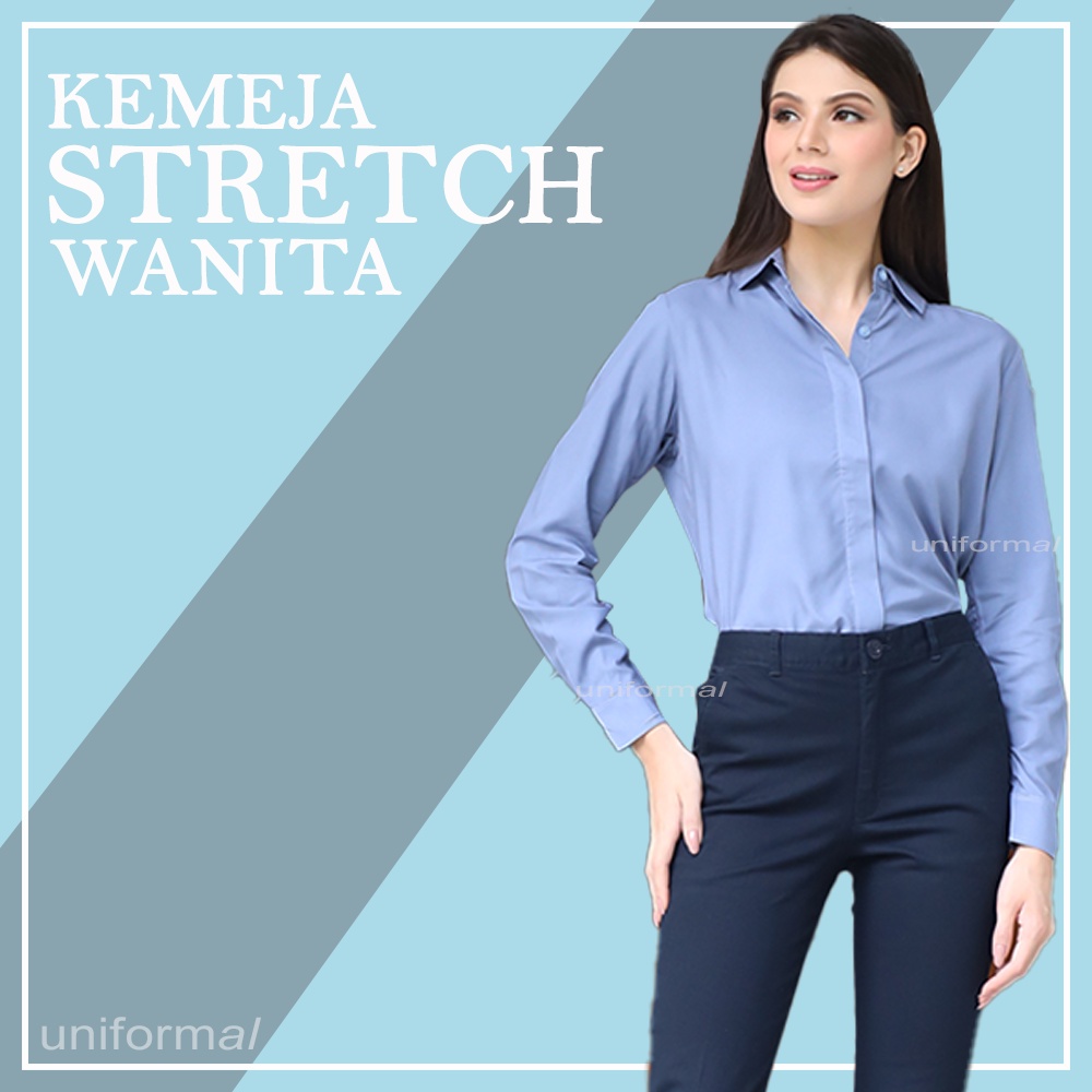 KEMEJA POLOS WANITA | BAJU KANTOR FORMAL JUMBO | KAMEJA PANJANG COTTON STRETCH | HEM CEWEK | KANTOR KERJA BAHAN MELAR | KATUN TOYOBO