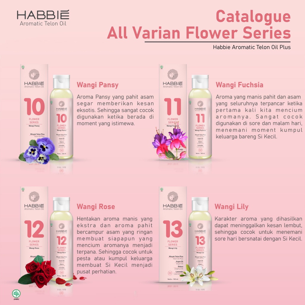 Habbie Aromatic Telon Oil - Seri Bunga . Habbie flower series