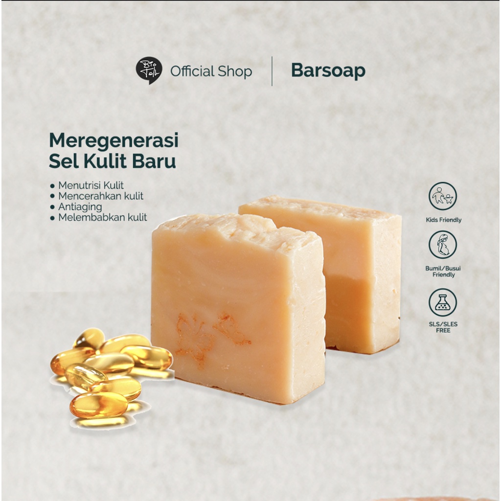 ⭐️ Jendela Kosmetik ⭐️ Biotalk / Bio Talk Sabun Herbal Handmade Soap - Anti Aging Brightening - 120 gr / Sabun Bio talk / Bio Talk Sabun / Sabun Badan / Sabun wajah / Sabun Muka