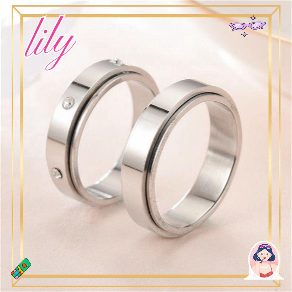 Cincin Spinner Fidgets Bahan Titanium Steel Zircon Gaya Punk Untuk Pria Dan Wanita