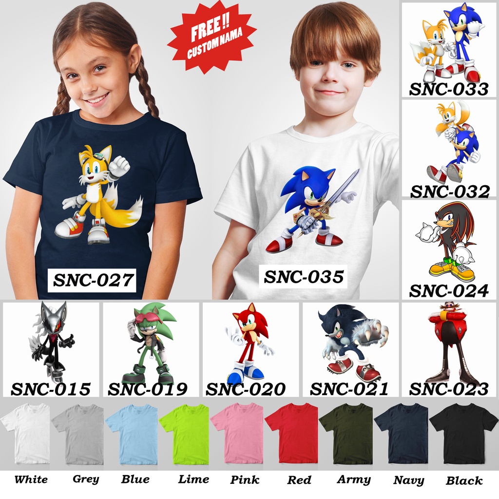 [FREE NAMA !!] Kaos Anak / Dewasa &amp; Couple Family Sonic 100% COTTON PREMIUM