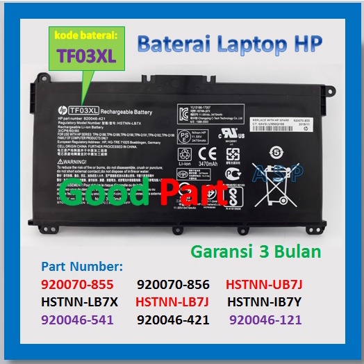 Baterai laptop HP Pavilion 14-BF193TX Battery 14-BF194TX Batre 14-BF195TX