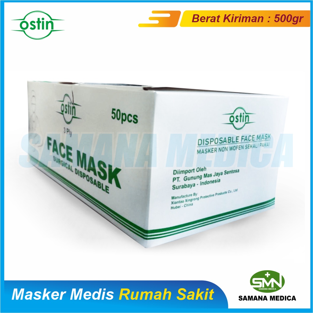 Masker Medis Rumah Sakit OSTIN 3 PLY Isi 50 Pcs Promo Murah Kualitas bagus Izin Kemenkes