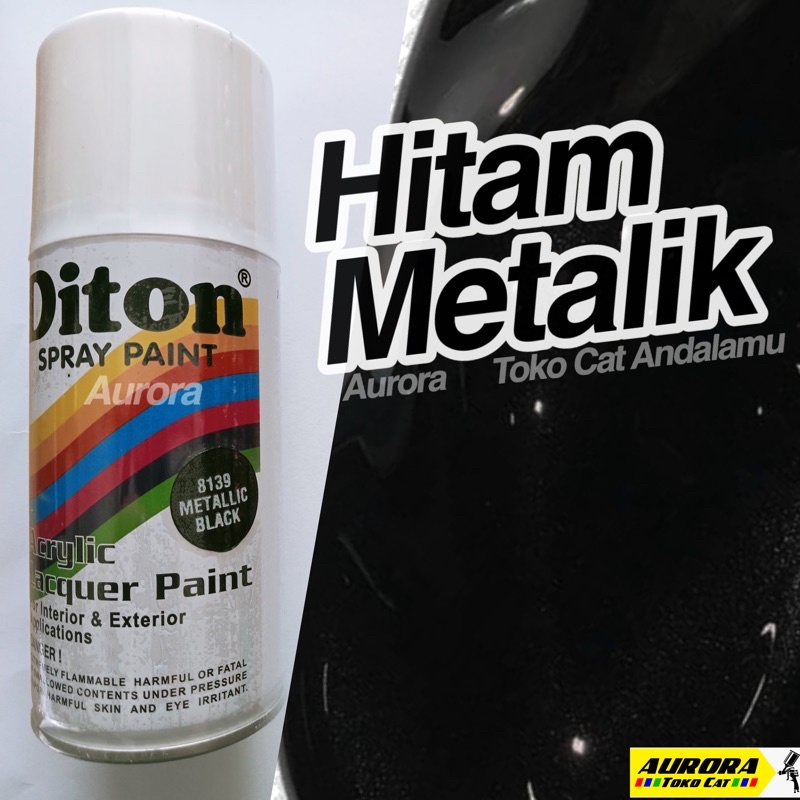Diton 8139 Metallic Black 300ml Hitam Metalik cat semprot motor mobil sepeda pilok pilox pylox Samur