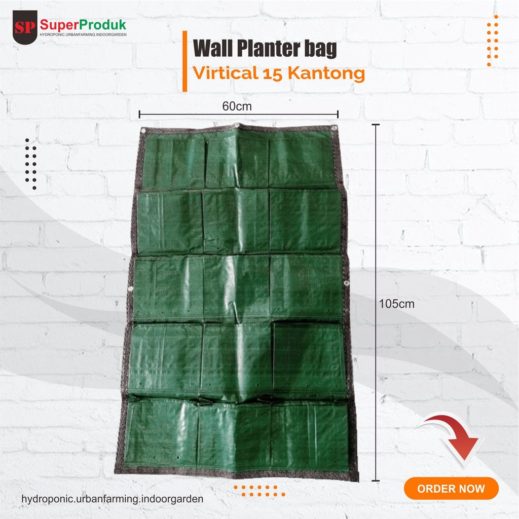Wall Planter Bag dinding Vertical 15 kantong Hijau