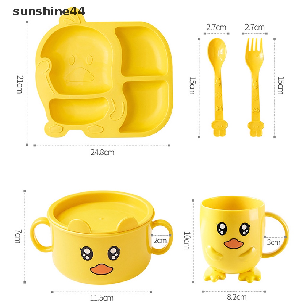 Sunshine set Piring + Gelas + Sendok + Garpu Bahan Plastik Untuk Anak Tk