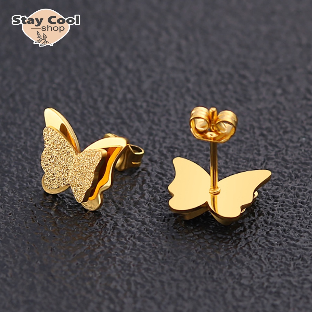 Anting Kupu Kupu Wanita Titanium Asli Anti Karat / Anting Model Terbaru / Anting Wanita / Anting Terlaris / Bayar Ditempat / Titanium Original