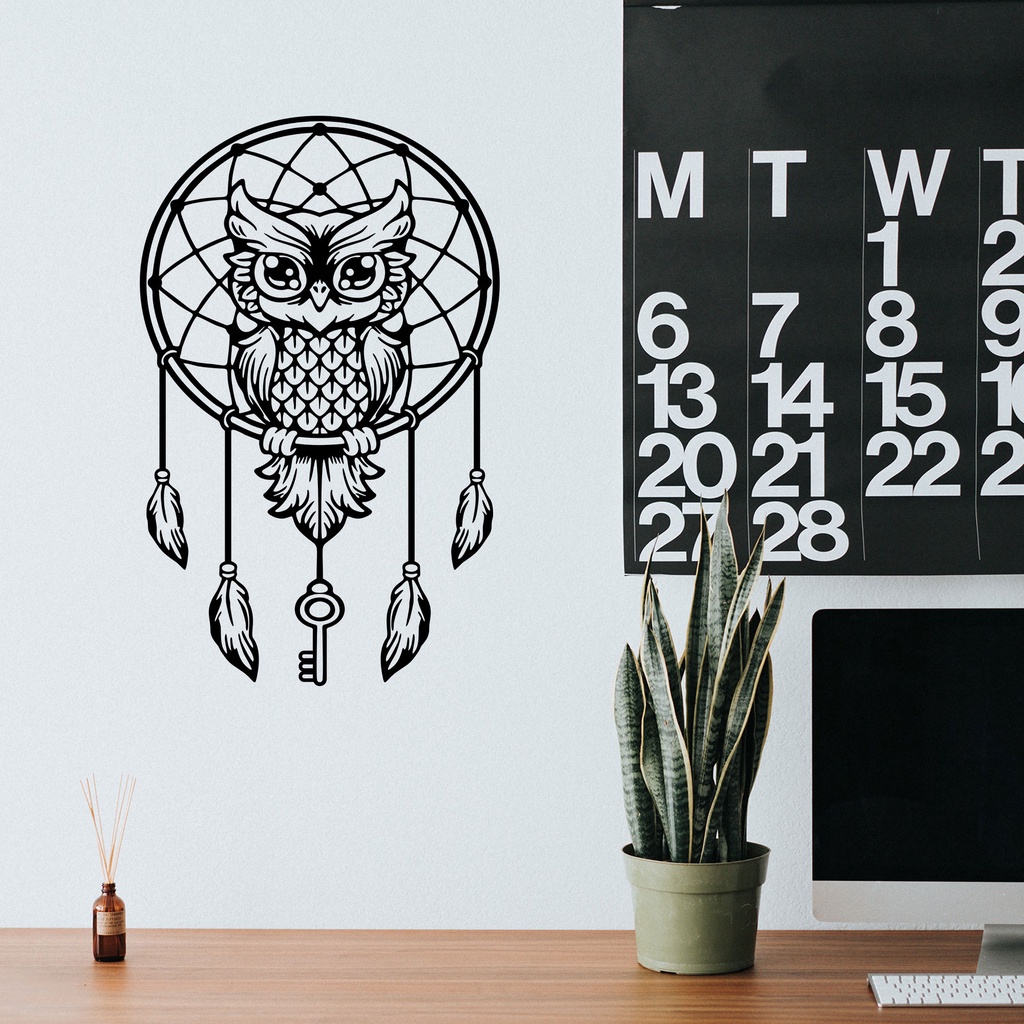 Cutting Stiker Dream Catcher Owl Variasi Motor Mobil Sticker Timbul Keren Nyala Dasbor Spakbor Visor Body Kaca Helm Laptop Hologram Reflective Tahan Air Bodi Samping Nama Jepang Scoopy Vario Beat NMAX PCX Vespa Aesthetic Pickup Anime Windshield