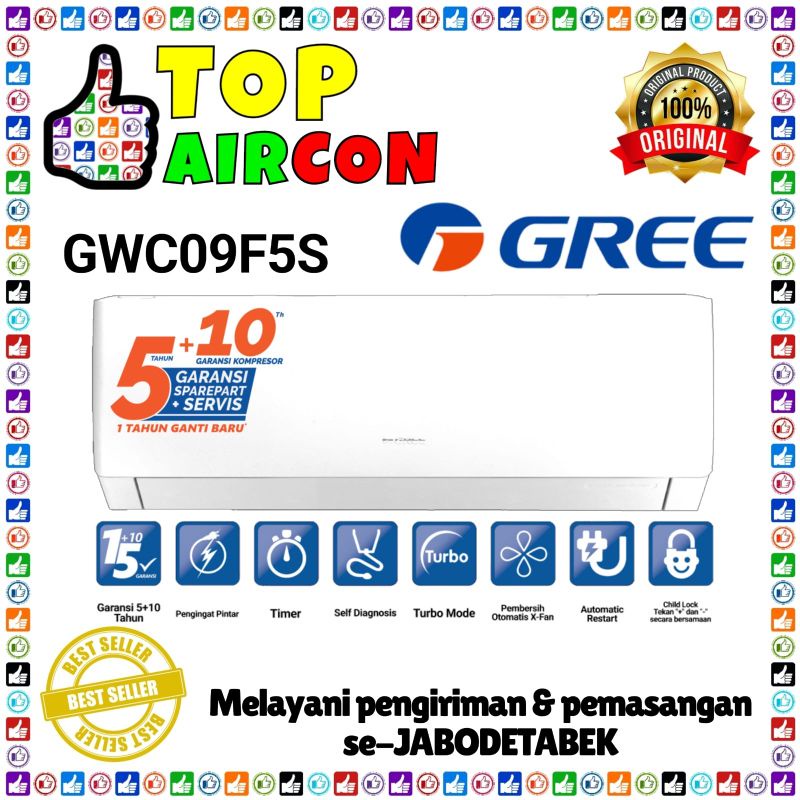 NEW PROMO AC GREE 1 PK AC GREE INVERTER 1 PK AC GREE GWC - 9F5S + PASANG