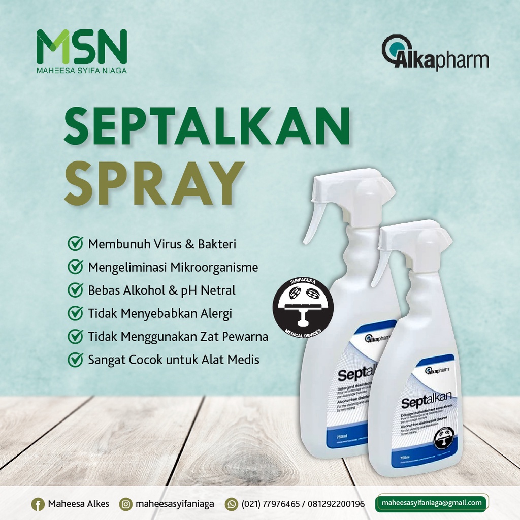 Septalkan Spray Alcohol Free Cleaner Disinfectant 750mL - Alkapharm