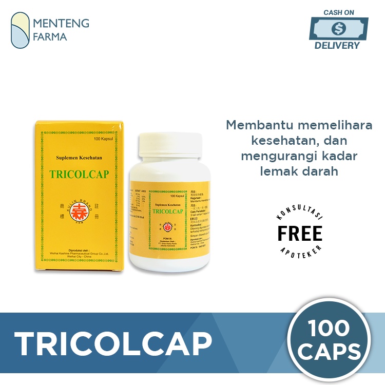 Tricolcap Anti Cholesterol &amp; Triglyceride Strong Capsule - 100 Kapsul